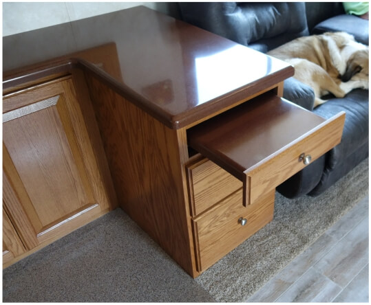 Custom desk pullout tabletop drawer